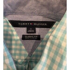 Tommy Hilfiger Shirt Mens Medium Classic Fit Long Sleeve Button Down Green Plaid